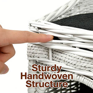 Cesta de Mimbre Hecha a Mano para Gatos, sin Cojín Incluido - Casa para Mascotas de Mimbre Natural con Almohadilla Lavable - Product Image 6