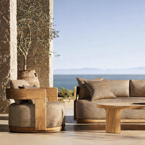 Modernos Muebles de <span class=keywords><strong>Exterior</strong></span> de <span class=keywords><strong>Madera</strong></span> para Jardín, Juegos de Sofás Impermeables para Hotel, Sofá de Teca para Patio, Lujoso Juego de Sofás de Jardín para Patio - Product Image 1