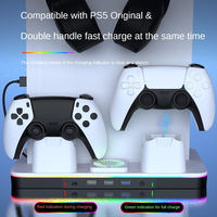 Base de charge double pour manettes PS5, support vertical avec ventilateur de refroidissement pour console de jeu PS5 Slim, avec support pour écouteurs