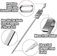 Brochettes de Barbecue réutilisables, de 16 "de Long, en acier inoxydable, résistantes, avec Module coulissant pour BBQ
