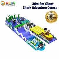 Castillo Inflable Gigante con Tobogán, Temática de Barco Pirata, Pista de Obstáculos Inflable Comercial de 30m para Niños