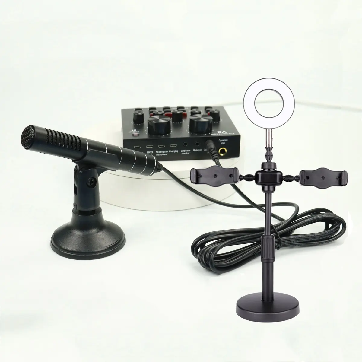 Recording and Live streaming microphone set with sound card