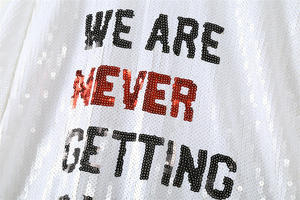 We Are Never Getting Back Jersey vestido elegante manga corta Sexy brillante pesado lentejuelas suelta Song Jersey vestido - Product Image 2