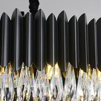 Moderne schwarze Rahmen Kristall Pendel leuchten Kreative Luxus Villa Restaurant schwarzen Kronleuchter