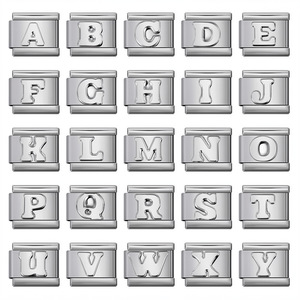 Bracelet modulaire en acier inoxydable anti-ternissement avec breloque italienne - Initiales personnalisées A-Z - Vente en gros de bijoux - Product Image 1