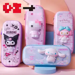 Offre Spéciale Kawaii Anime Double couche Portable sac à crayons dessin animé étuis à crayons pour enfants Pu sac de rangement fournitures de papeterie scolaire