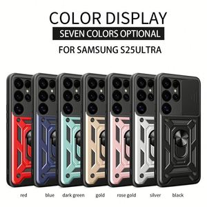 Funda de armadura de grado de lente de cámara deslizante para Samsung S25 Ultra S24 S23 S22 Plus S21 Note 20 soporte de teléfono soporte de anillo cubierta anticaída - Product Image 4