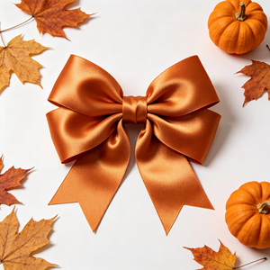 Nœud en satin pré-noué couleur caramel chaud pour Halloween, Thanksgiving, mariage d'automne, boîte cadeau, arrangement floral, ornement - Product Image 2