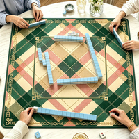 Tapis de Mahjong Rose Esthétique de Luxe Moderne, Housse de Jeu en Caoutchouc Silencieuse avec Règles Charleston, Tapis de Table Pliable Anti-Plis
