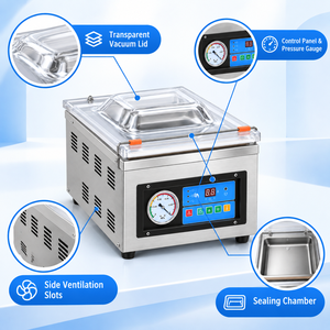 Máquina de Envasado al Vacío Comercial de Sobremesa, Sellado de 360 mm, Selladora al Vacío de Alimentos de 370 W para Restaurantes, Carnes y Mariscos - Product Image 3