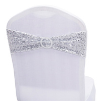 Ceintures de chaise à paillettes extensibles gratuites Ceintures de chaise de banquet de mariage à fleurs Boucle de diamant Ceintures de chaise à nœud décoratives