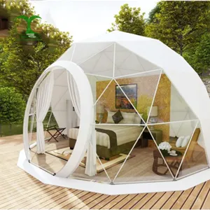 야외 2 인 이글루 클리어 라운드 텐트 돔 하우스 캠핑 글램 핑 텐트 욕실 포함
