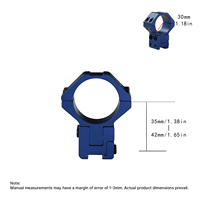 BANGBANG Anneaux de montage pour lunette - Pince de fixation pour tube de 30 mm, hauteur centrale réglable de 1,38 à 1,65 pouces pour rail de 11 mm (Bleu)