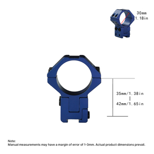 BANGBANG Anneaux de montage pour lunette - Pince de fixation pour tube de 30 mm, hauteur centrale réglable de 1,38 à 1,65 pouces pour rail de 11 mm (Bleu) - Product Image 3