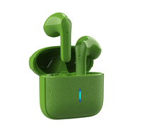 Mini Estuche de Carga con Textura de Cuero, Audífonos Inalámbricos Estéreo TWS Pequeños con Micrófono
