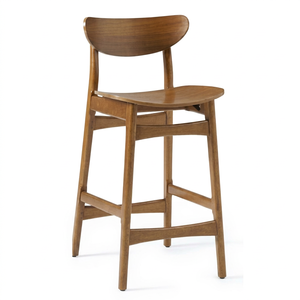 เก้าอี้บาร์ไม้สักทรงโค้งรูปพระจันทร์เสี้ยวพร้อมที่นั่งทรงอานม้า - Product Image 1