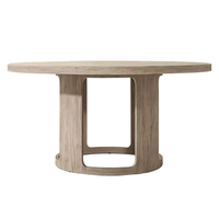 Table de salle à manger ronde en teck massif, design contemporain pour jardin, patio, balcon, cour, restaurant, hôtel, sur mesure