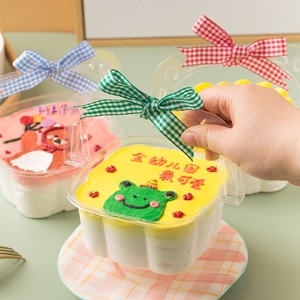 Customized size food grade plastic square transparent box with handle take away cake fruit box packages
