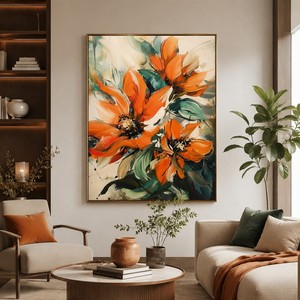 Pintura <span class=keywords><strong>al</strong></span> Óleo Moderna Pintada a Mano, Flores de Amapola Coloridas Abstractas, Arte de Pared en Lienzo para Decoración de Sala de Estar o Restaurante - Product Image 1