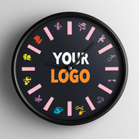 Jam Dinding Kontemporer Logo Kustom, Quartz Senyap, Angka Besar, Bingkai Plastik, Hadiah Promosi Kantor, Sekolah, Bisnis, Perusahaan