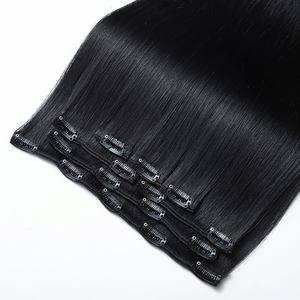 2025工厂批发高品质全头100% 天然真人头马印度头发无缝夹接发供应商 - Product Image 1