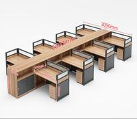 Bureau à cloison moderne en aluminium pour 2 personnes en forme de L Table en bois Mobilier de bureau Poste de travail