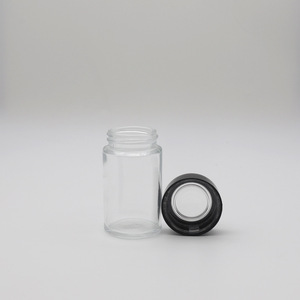 New Arrival Wholesale Customize Black Magnifying Glass Cap Packaging Jar Child Resistant Airtight Smell Proof Glass <b>Storage</b> Jar - Product Image 4