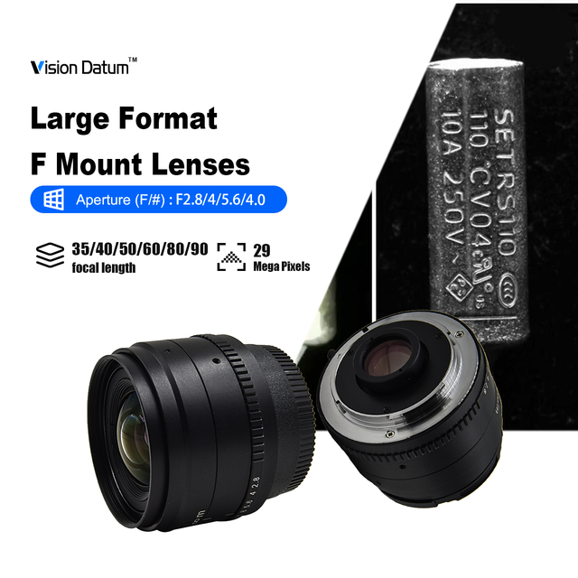29MP 35mm 40mm 2.8-16 Aperture F-Mount Large Format Camera Lens for Glass Cover Inspections