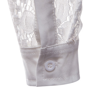 <span class=keywords><strong>Camicia</strong></span> Casual in <span class=keywords><strong>pizzo</strong></span> pieno a braccio tinta unita alla moda da <span class=keywords><strong>uomo</strong></span> camicie con risvolto a maniche lunghe - Product Image 6