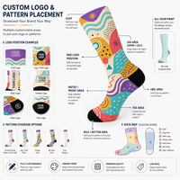 Chaussettes longues de sport personnalisées OEM, sans couture, respirantes, à séchage rapide, absorbant la transpiration, résistantes aux déchirures, en fibre de bambou imprimée