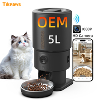 Distributeur automatique de nourriture pour animaux de compagnie OEM 5L avec caméra pour 2 chats, vision nocturne, Wifi, distributeur de nourriture intelligent pour chiens, automatique avec application Tuya