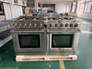 60 pouces. 9,26 Cu. Cuisinière à gaz intelligente 9 brûleurs avec four électrique à convection, grilles en fonte d'acier inoxydable, pour usage domestique - Product Image 3