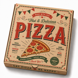 Boîte à pizza en carton ondulé <span class=keywords><strong>jetable</strong></span> écologique avec logo personnalisé en gros pour l'emballage de la restauration rapide et des boulangeries - Product Image 6