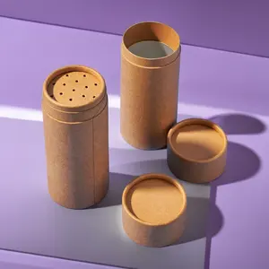 Custom Biodegradable Cardboard Empty Powder Food Kraft Talcum Powder Spice Salt Packaging Paper Tube With Top Shaker