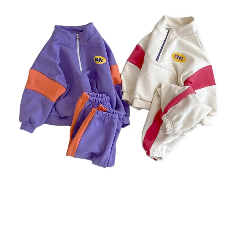 2022 детский спортивный костюм комплекты одежды из двух предметов комплекты для детей, одежда для малышей, От 1 до 5 лет девочки, комплект со свитером для маленьких цветовой контраст спортивный костюм