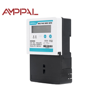 Meter Energi LCD Berkualitas Tinggi AMPPAL AF-DDS5886-4P-1 Satu Fasa, Pemasangan di Rel Din, RS485, 100A Kelas 1.0 Akurasi 1 Tahun