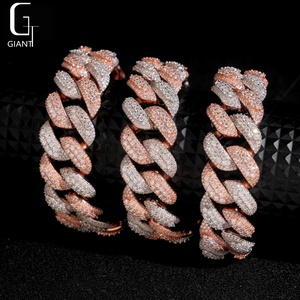 Collana Cubana in <span class=keywords><strong>Moissanite</strong></span> Argento 925, Catena Cubana Grande e Pesante HipHop Iced Out, Supera il Test del Diamante - Vendita Calda - Product Image 6