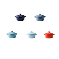 Mini Cocotte ronde à deux poignées avec couvercle Cocotte en céramique résistante à la chaleur