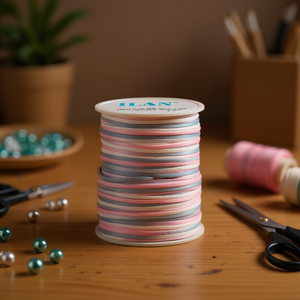 Cordoncino Ilan Rattail 1,5 mm 50 m grigio tinto a sezioni per lavori artigianali - Product Image 5