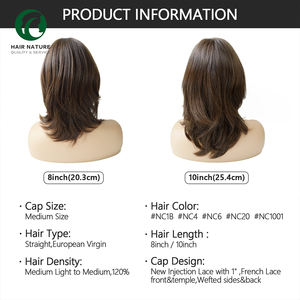 วิกผมแท้ 100% ผมยุโรปแบบเวอร์จิ้น รุ่นใหม่ปี 2022 ขนาด 6 นิ้ว 8 นิ้ว 10 นิ้ว วิกผมผู้หญิงแบบฉีดลูกไม้ เงางาม เรียบลื่น แบบผมมนุษย์ ฝรั่งเศส - Product Image 2