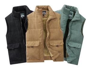 الخريف والشتاء دافئ أفخم سستة يصل سترة الرجال عارضة كوردوروي صدرية القطن صدريات الذكور - Product Image 5