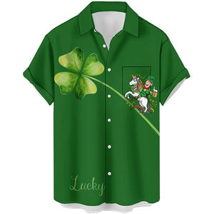 Chemise à manches courtes pour hommes, col de chemise, chemises imprimées abstraites, hauts de plage décontractés - Product Image 1