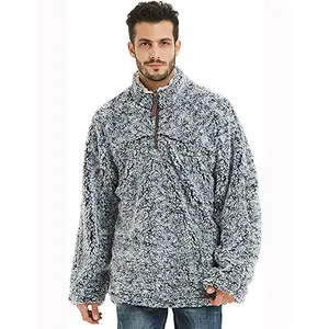 थोक सस्ते उच्च गुणवत्ता ऊन स्वेटर Streetwear आधा ज़िप शेरपा ऊन स्वेटर