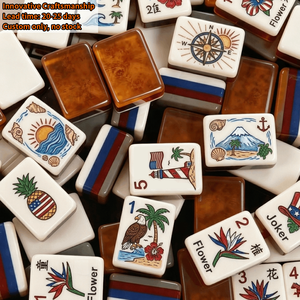 2026 Fichas de Mahjong Personalizadas Marrón American Garden Party Lagoon Heritage Crisloid Paris Coastal Tropical Patriotic Casino Gambling - Product Image 1