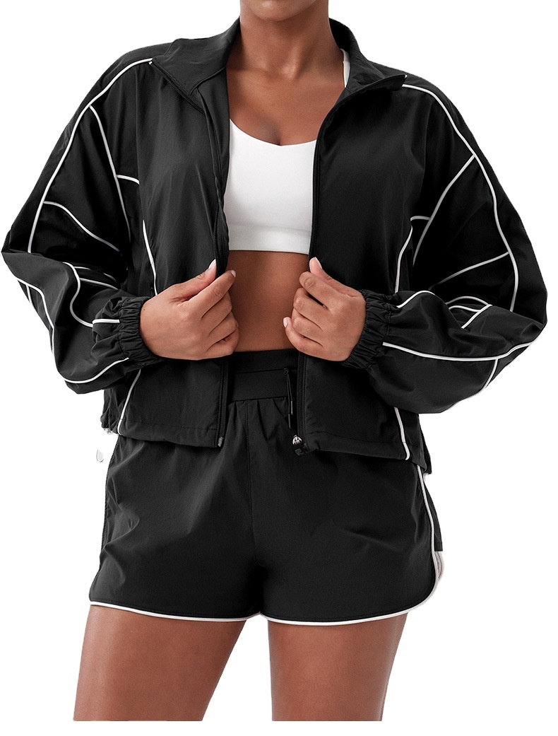 Long-Sleeve Activewear Jacket (LJ-LI-CJ01): fabric, pocket and construction detail