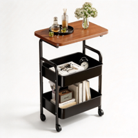 Chariot utilitaire à roulettes multi-niveaux avec cadre robuste en acier au carbone, chariot de rangement mobile autoportant avec roues pivotantes