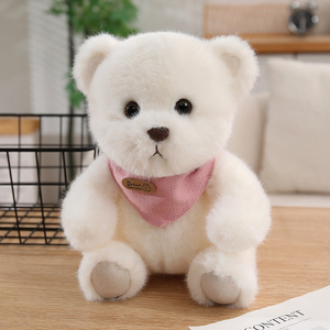 Peluche Ours Écharpe Douce, Deux Couleurs Disponibles, Tissu Peluche Court et Moelleux, Rembourrage Coton PP, Adorable Ornement de Bureau, Cadeau pour Enfants - Product Image 3