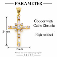 Collier croix ARNAN pour femme, pendentif géométrique en cuivre entièrement pavé, bijoux superposés d'inspiration française, vente en gros, cadeaux d'anniversaire