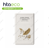 Boîte à parfum personnalisée ODM OEM de luxe en pulpe moulée de bagasse de canne à sucre blanche, avec motif floral 3D Pegasus en relief, emballage cadeau en papier
