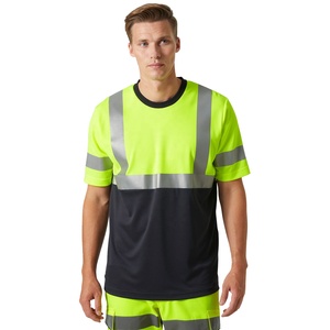 Men's <b>High</b> Visibility Workwear <b>T</b> <b>Shirt</b> Reflective Safety Hi <b>Vis</b> Construction Road Work Breathable Quick Dry Polyester <b>Shirt</b> - Product Image 1
